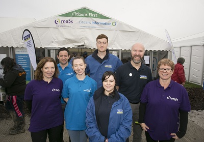 Back L – R: Philip Judge, Manager, Offaly CIS; Evan O’Sullivan, Marketing Officer, Abhaile; Bobby Barbour, Communications Manager, Abhaile.